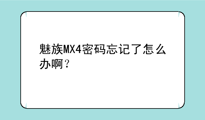 魅族MX4密码忘记了怎么办啊？