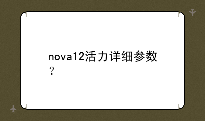 nova12活力详细参数？