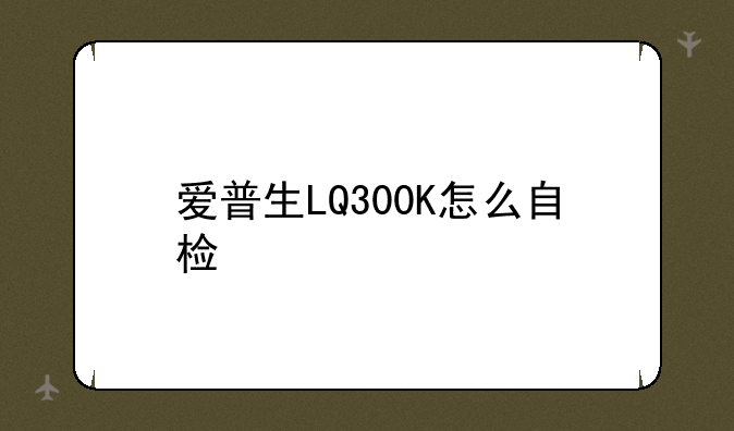 爱普生LQ300K怎么自检