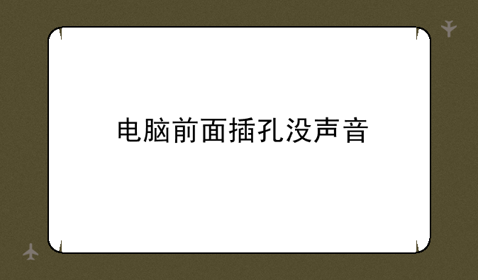 电脑前面插孔没声音