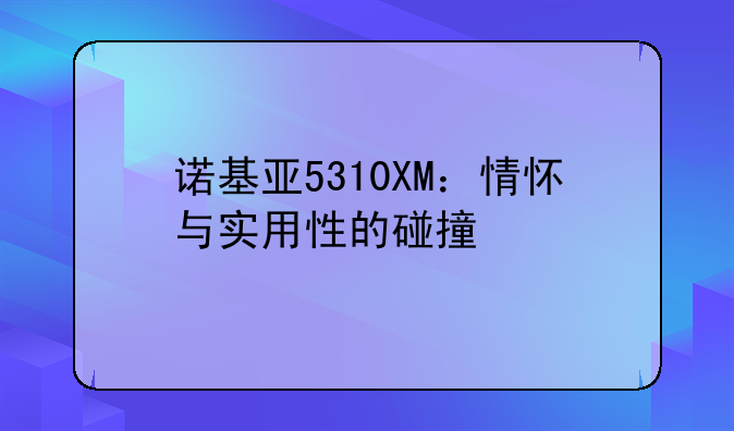 诺基亚5310XM：情怀与实用性的碰撞