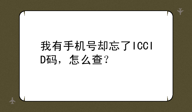 我有手机号却忘了ICCID码，怎么查？