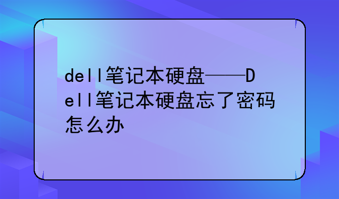 dell笔记本硬盘——Dell笔记本硬盘忘了密码怎么办