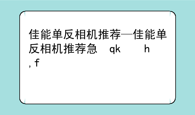 佳能单反相机推荐—佳能单反相机推荐性价比高