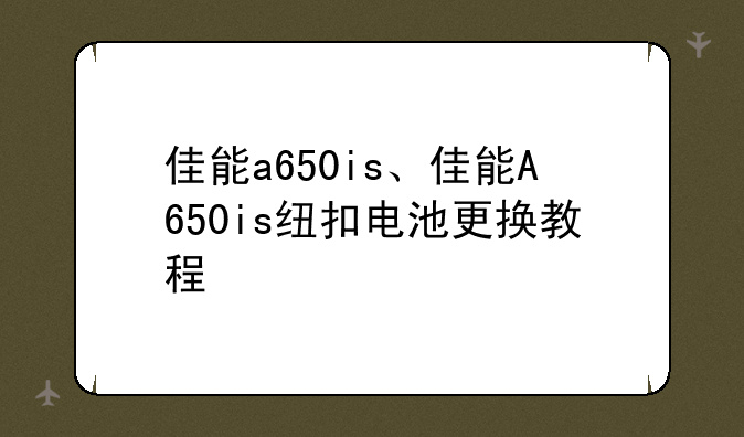 佳能a650is、佳能A650is纽扣电池更换教程