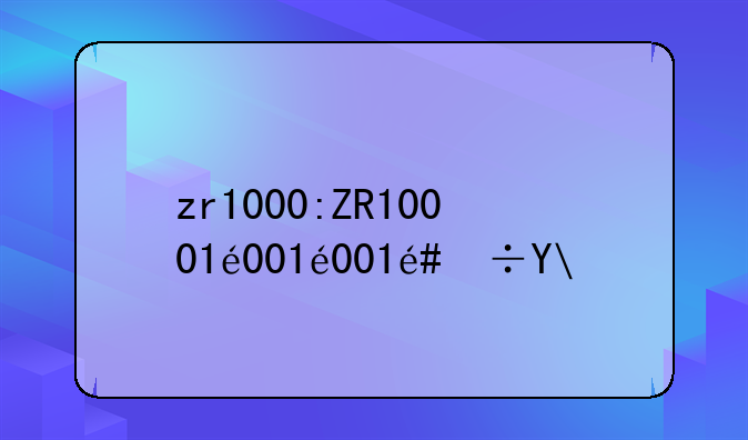 zr1000:ZR10001车牌